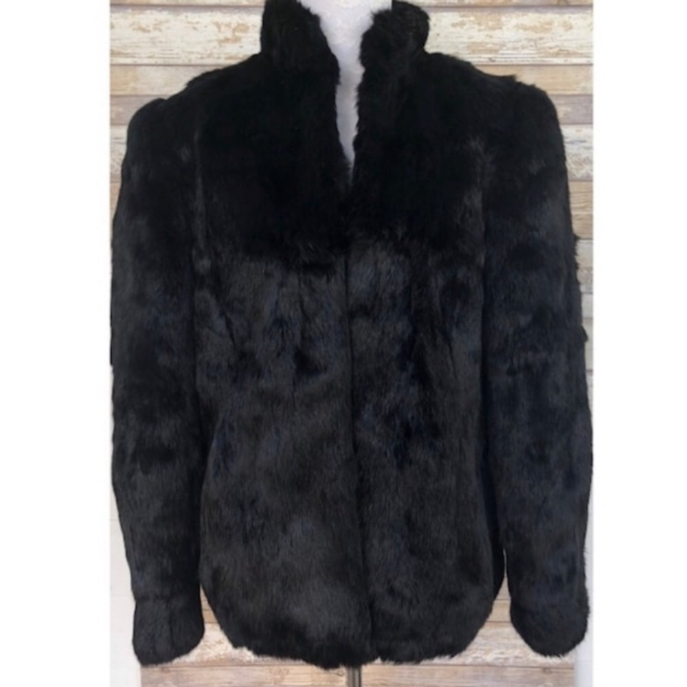 REAL FUR | Vintage Black 100% Pure Rabbit Fur Coat M